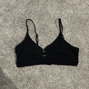 aerie Black Scoop Bralette with Ring Detail